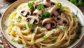 Fettuccine Alfredo Jamur: Kelembutan Pasta dengan Krim dan Jamur Gurih