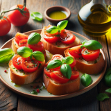 Bruschetta Tomat Basil: Hidangan Pembuka dengan Roti Panggang, Tomat, dan Basil Segar